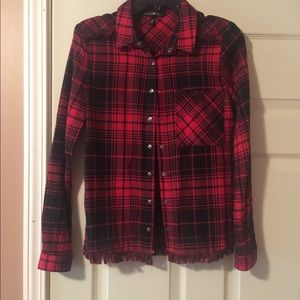 Red and black plaid button down too.